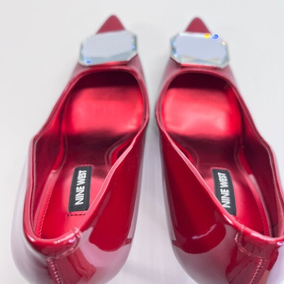 Nine West Faras Slip-On Stiletto Pumps Size 7.5M Red Patent Faux Leather - Picture 11 of 16